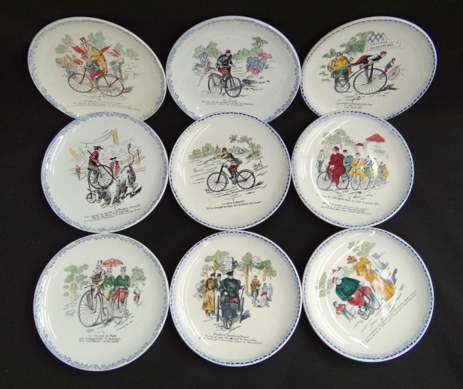 Set of 9 French transferware plates