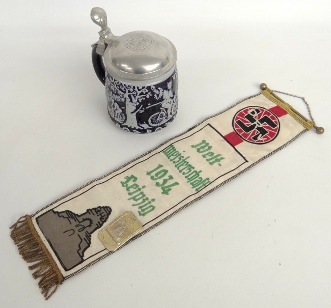 German stein with safety and ribbon  1676a2