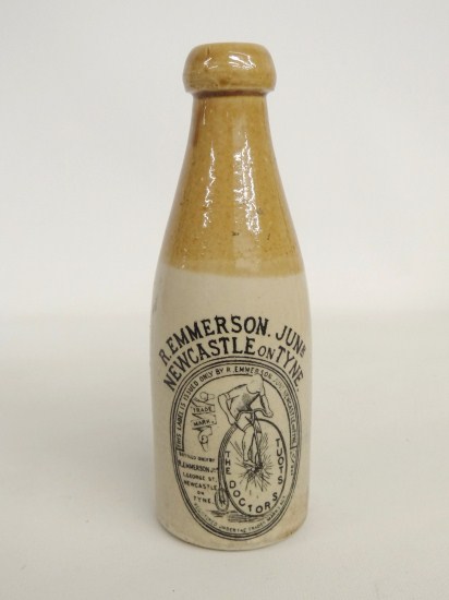 19th C. English stoneware beer bottle.