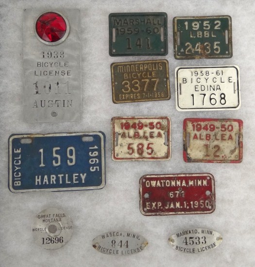 Lot: (12) Bicycle License Plates