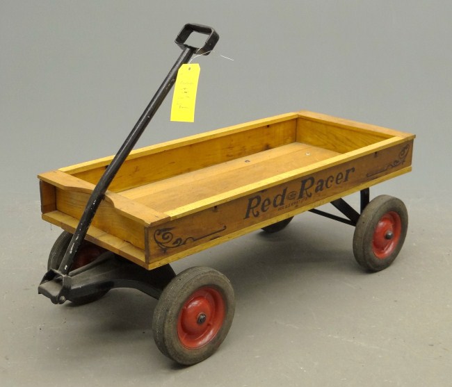 C. 1950 Red Racer wagon wood. Good