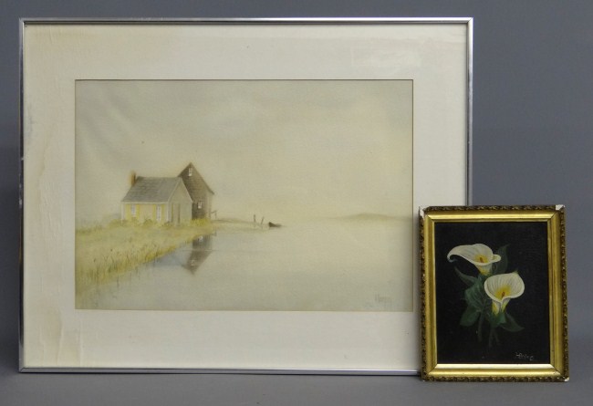 Artwork lot including 19th c. oil