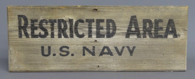 Sign Restricted Area U.S. Navy c.