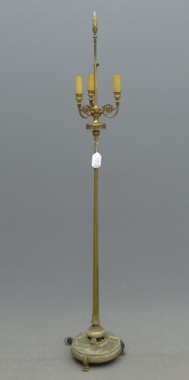 Early iron and marble floor lamp.