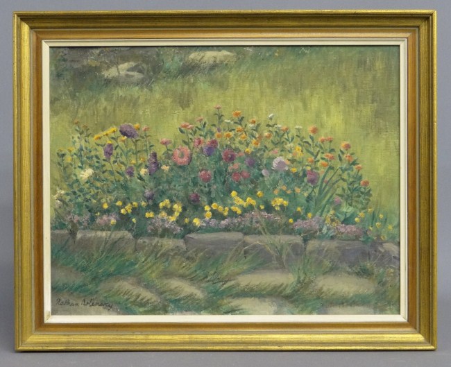 Painting oil on artist board flowers