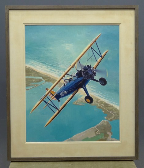 Painting oil on masonite bi-plane