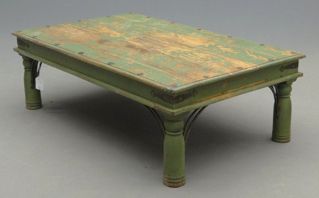 Primitive coffee table in green