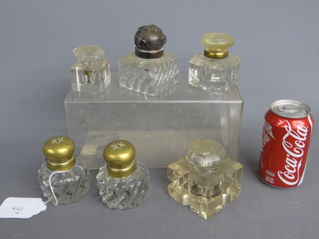 Lot (6) various inkwells including early