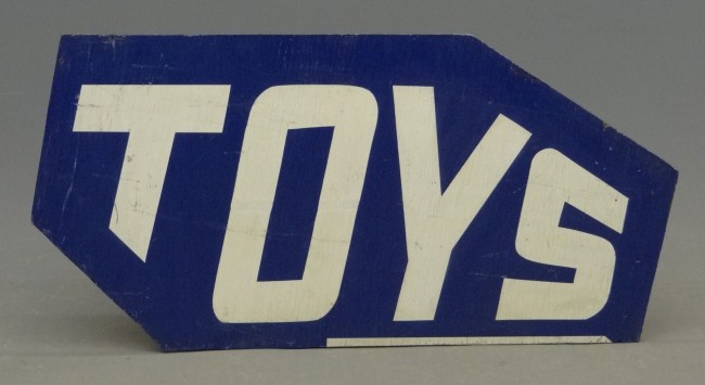 Vintage Toys sign. Angular graphics.