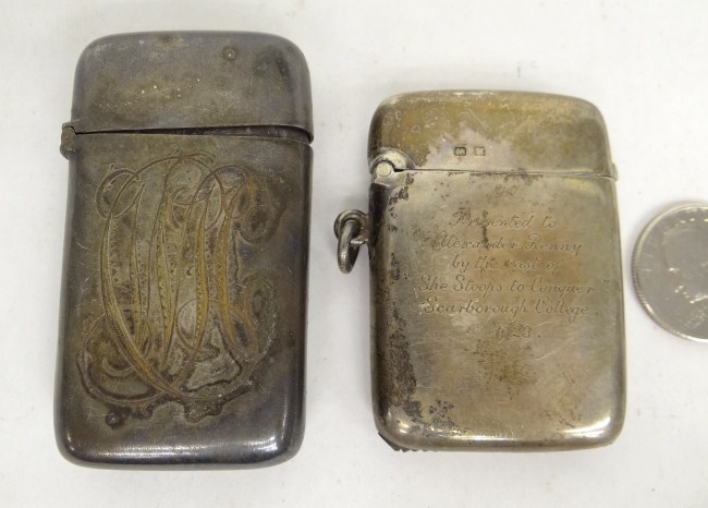 Lot 2 sterling silver match safes.