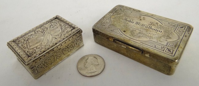 Lot 2 sterling silver snuff boxes.