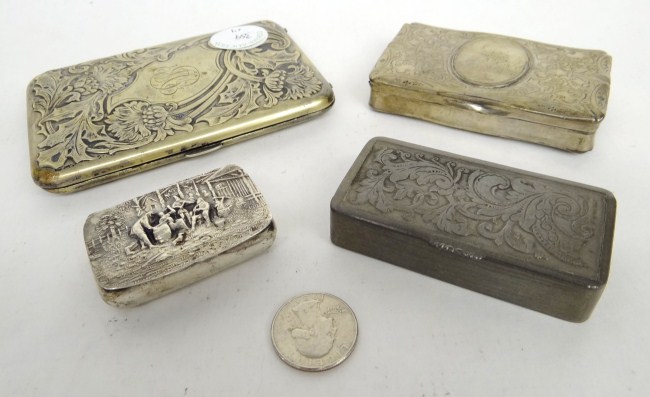 Lot including 2 snuff boxes pewter box