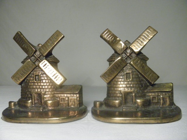 Pair Bronze-flashed iron windmill