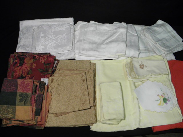 Group lot of estate linens. Includes