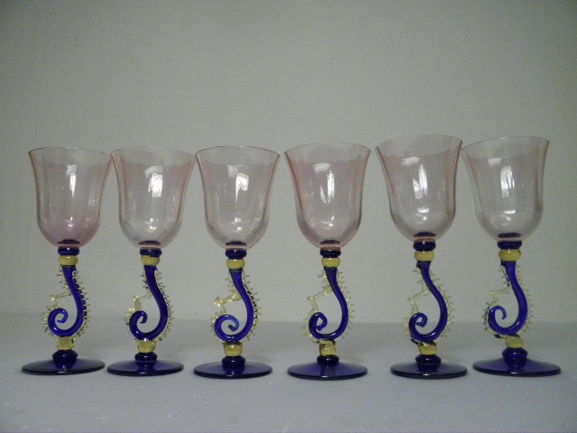 Six contemporary art glass wine 16b430