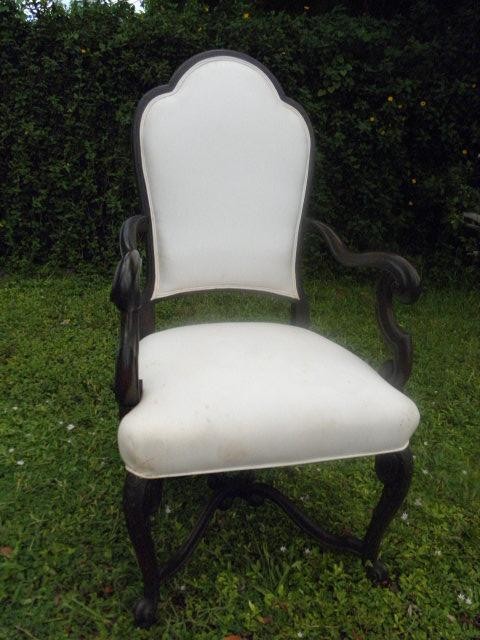 Carved Mahogany arm chair. White