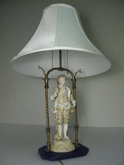 Bisque porcelain figural table lamp