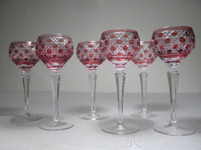 Six cranberry cut to clear crystal 16b52a