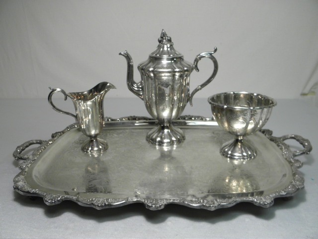 Four piece Victorian silver plate