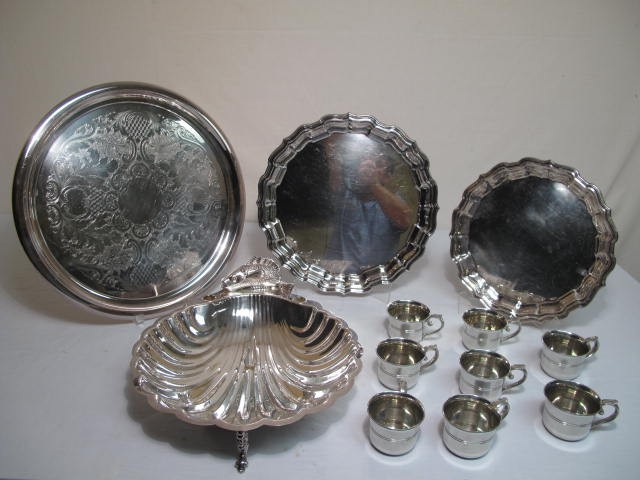 Group lot silver plated serving items