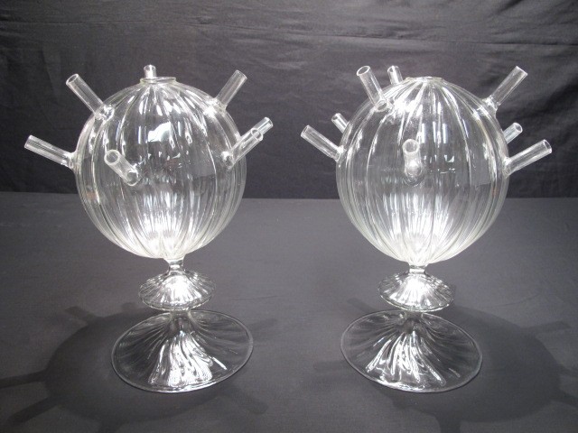 A pair of unusual hand blown glass 16b994