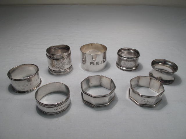 Eight assorted napkin rings Some 16b9c0