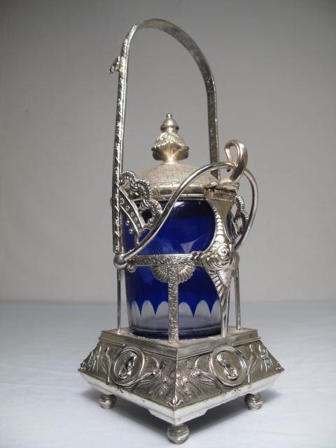 Victorian silver plate pickle castor.