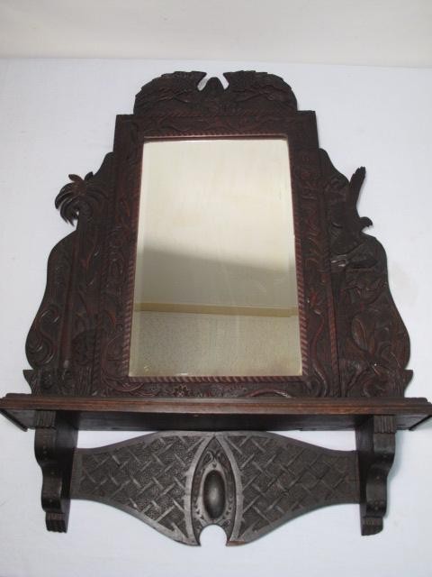 Carved wood mirror depicting Garden 16b9ff