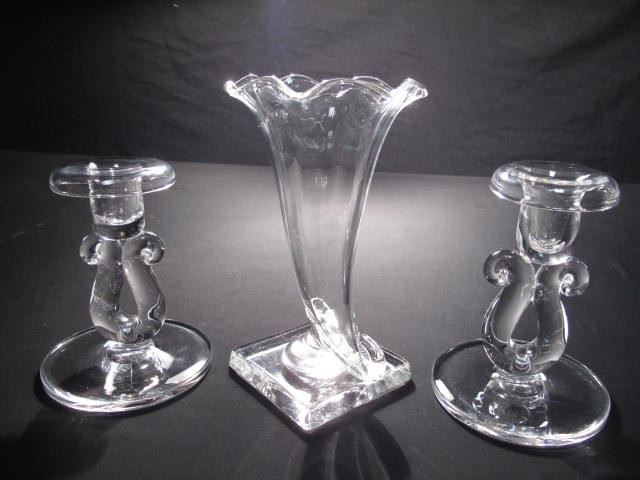 Lot of two Steuben crystal candle 16ba10