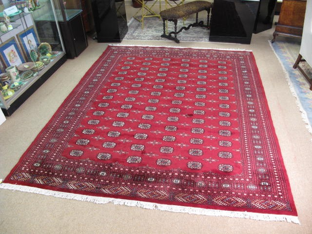 Hand knotted Bokhara rug. Measures