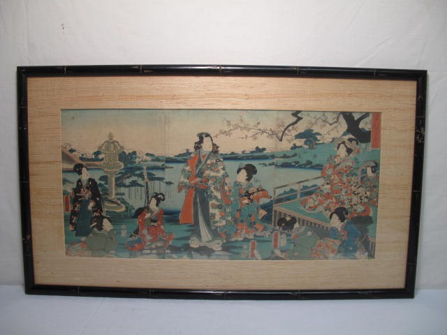 Framed Japanese woodblock tryptic  16ba48