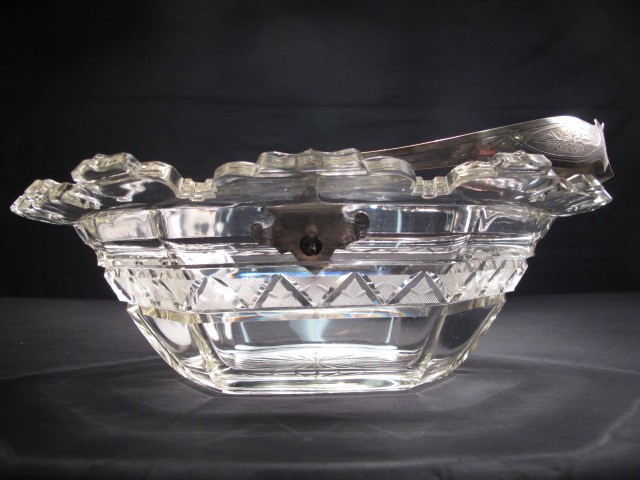 Unsigned cut crystal basket mounted