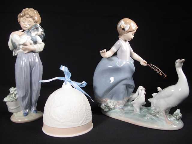 Lladro porcelain figurines & bell.