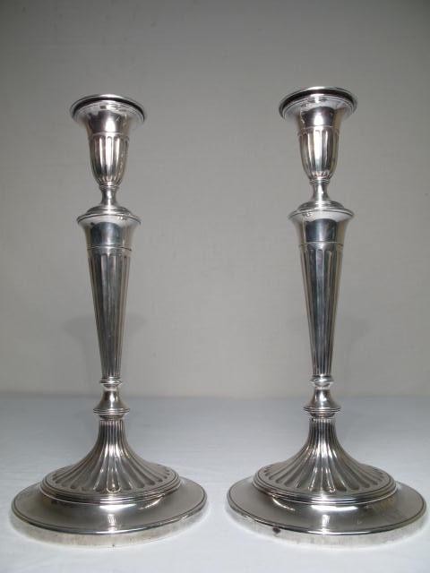 Pair of English Sterling silver candlesticks.