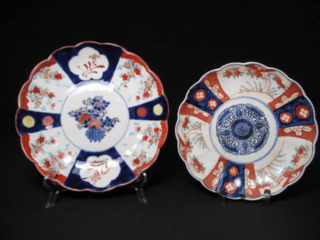 Two Imari design hand painted dishes/