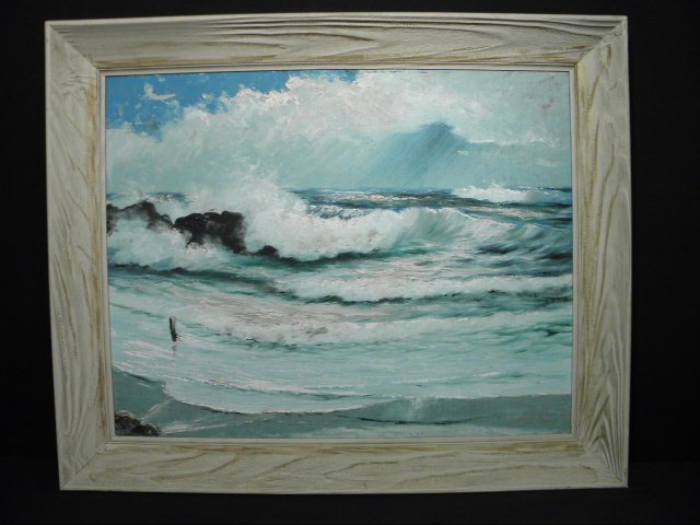 Seascape oil on canvas board painting