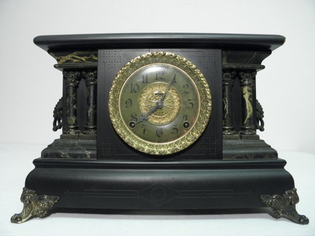 Victorian black ebonized wood mantel