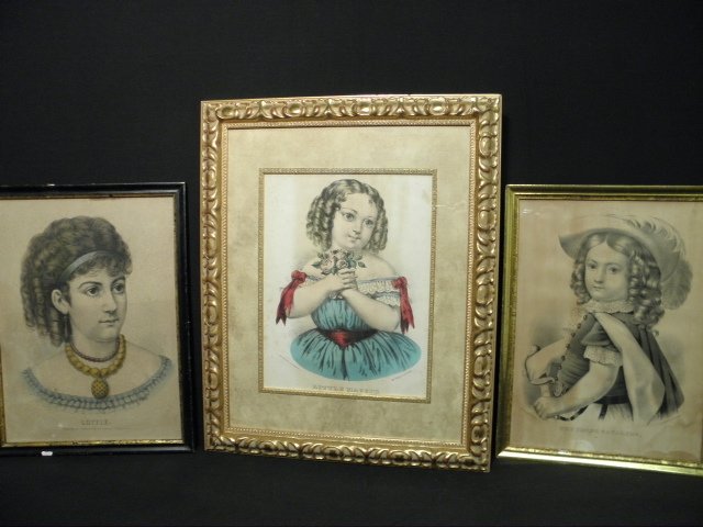 Lot of three Currier and Ives hand colored