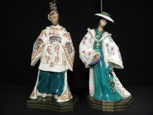 Pair Mid century ceramic lamps  16996b