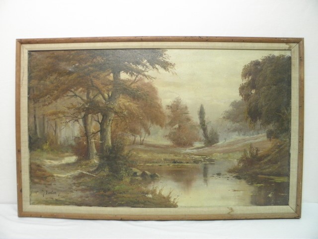 Antique oil on canvas landscape 169999