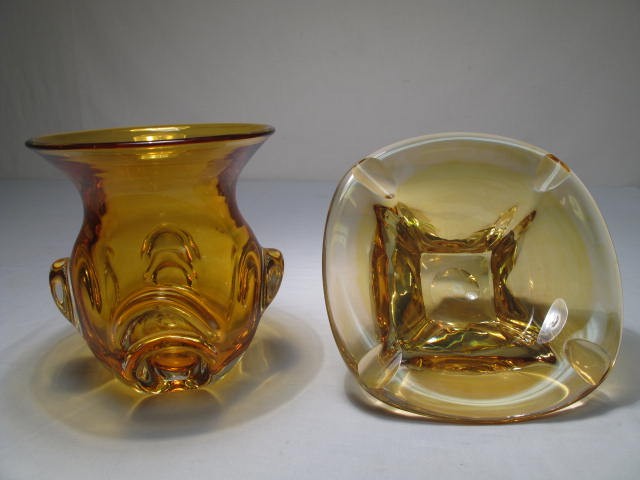 Val St Lambert amber art glass 1699f6
