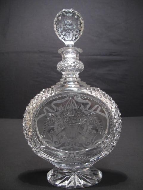 Cut crystal decanter with hand