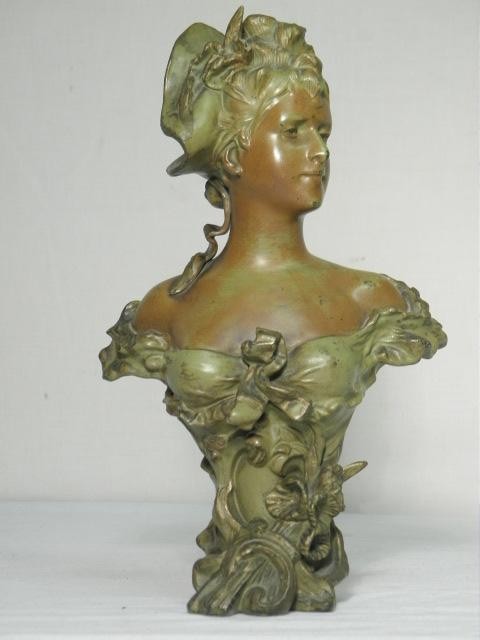 Victorian white metal bust of a woman