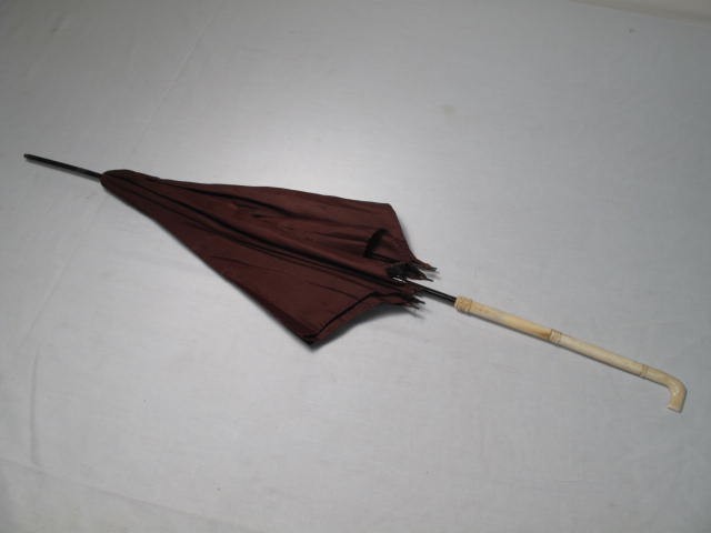 Antique brown silk parasol with 169a34