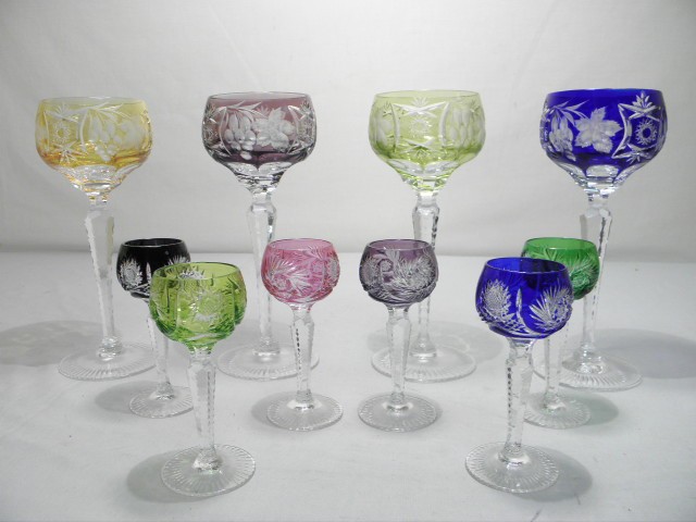 Group of colored cut crystal stemware 169a47