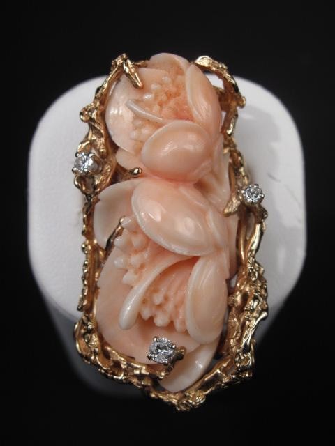 Light peach tone coral carved as