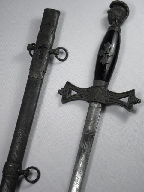Knights Templar Masonic sword and scabbard.