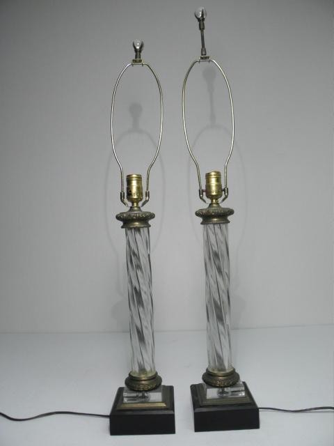 Pair of swirled glass column style