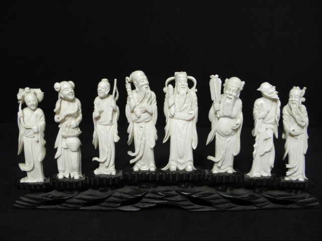Chinese carved ivory display group