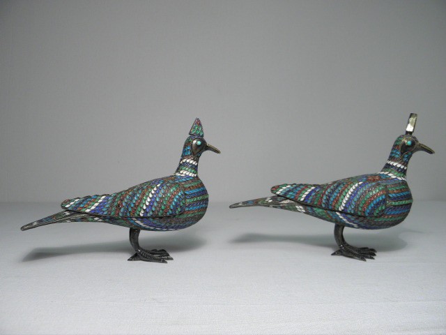 Pair enamelled silver vessels  16d195